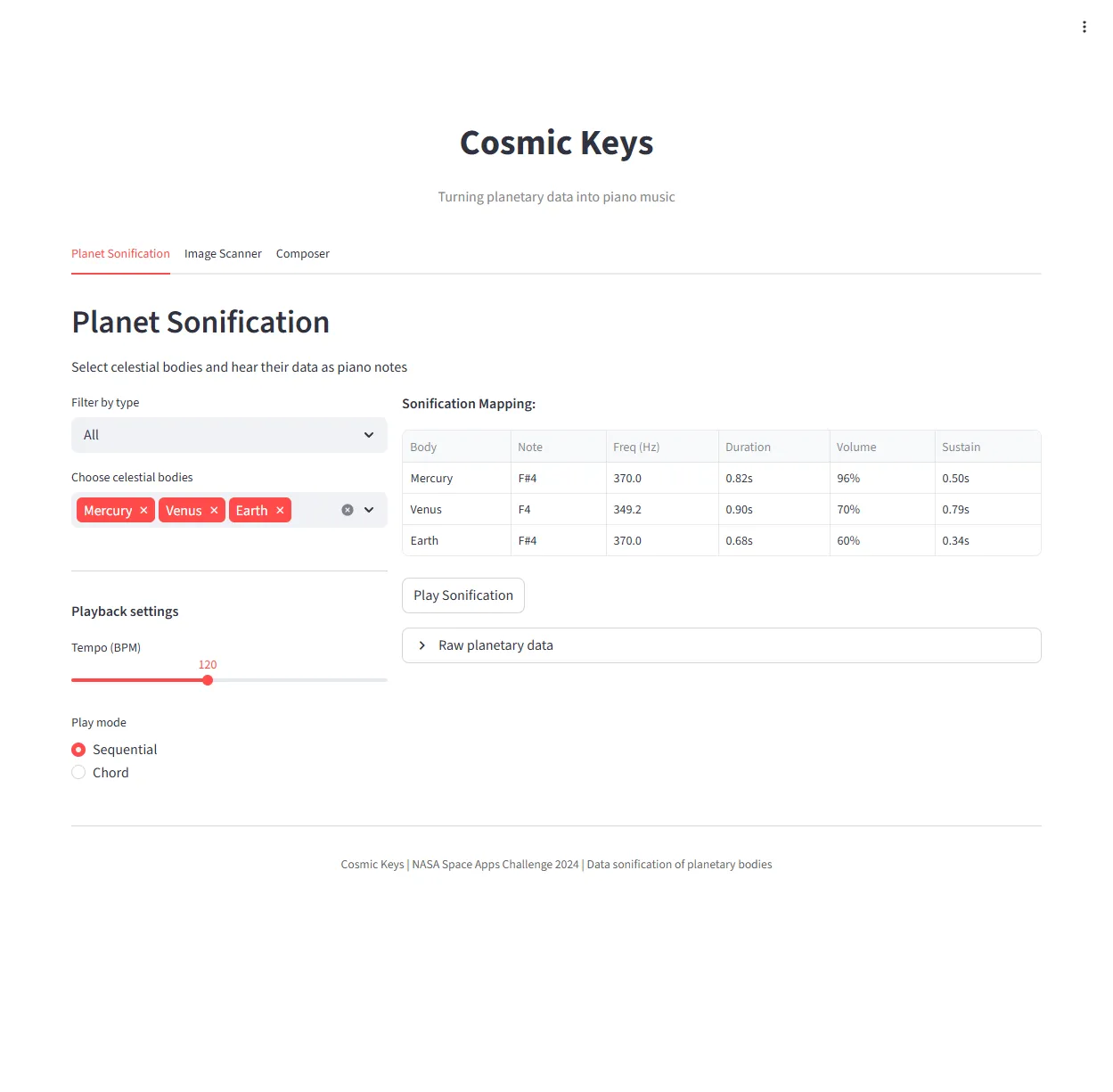 Screenshot of Cosmic Keys