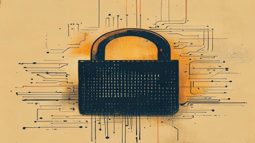 Stylised broken padlock with scattered password fragments on dark background