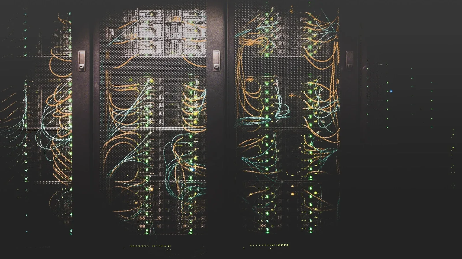 Network equipment and bundled cables inside a server room